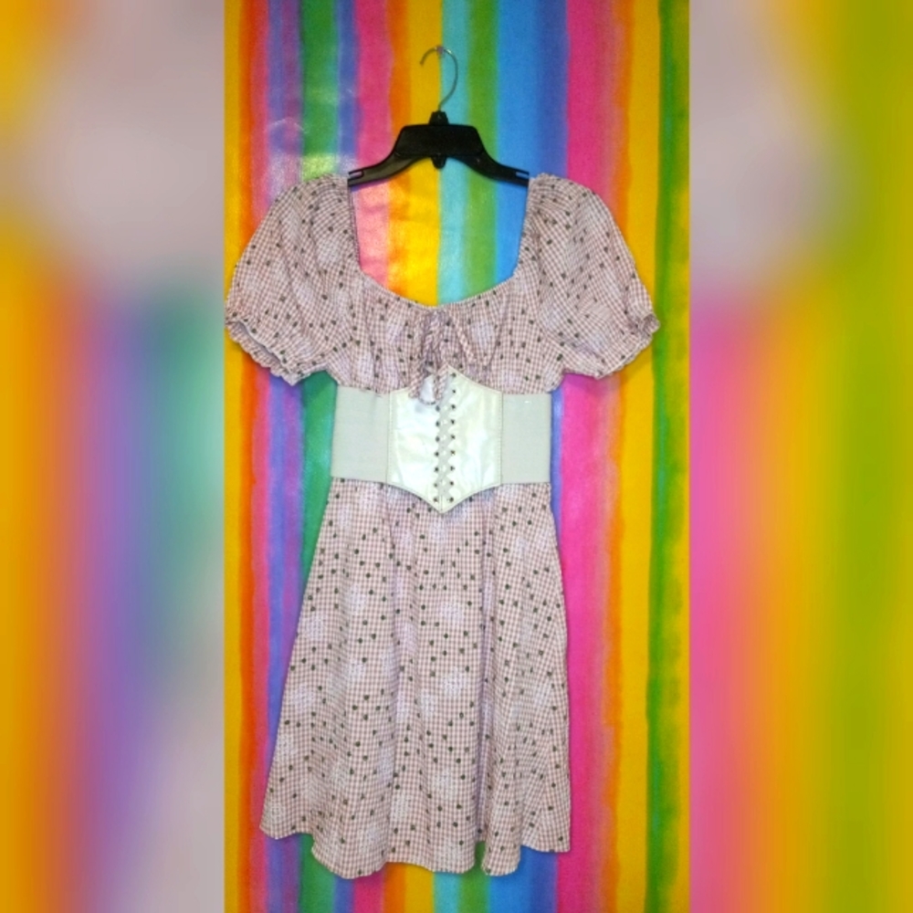 ☆3/$20* Puff Sleeve Floral Gingham Dress in Medium